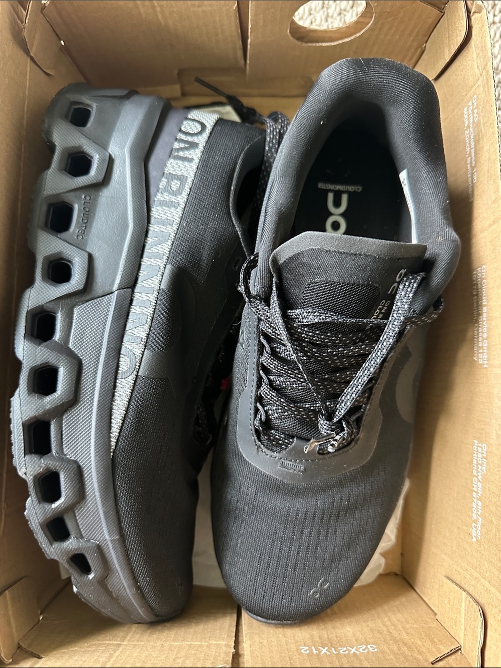 On Running Cloudmonster Men's Black Athletic Trail Running Shoes